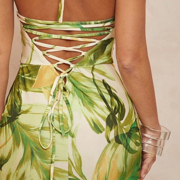 Multicolor Boho Women's Twist Back Bodycon Mermaid Banquet Dress - Picture 8 of 8